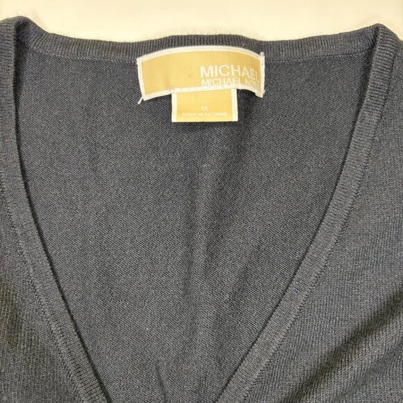 Michael Kors Womens Studded V Neck Pullover Sweater Size Medium Black Bling - Picture 2 of 8